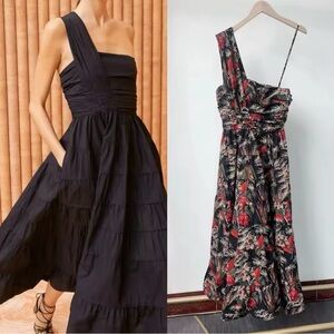 Ulla Johnson Floral One-Shoulder Tiered Cotton Dress size 4